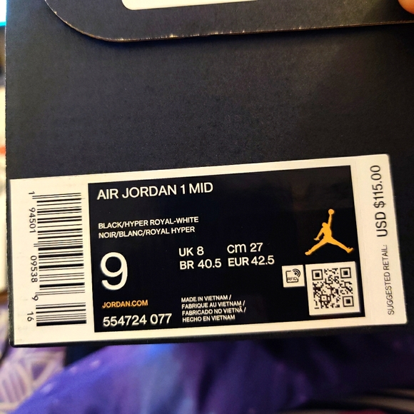 Nike Air Jordan 1 Mid 'Hyper Royal' Black - Picture 9 of 9